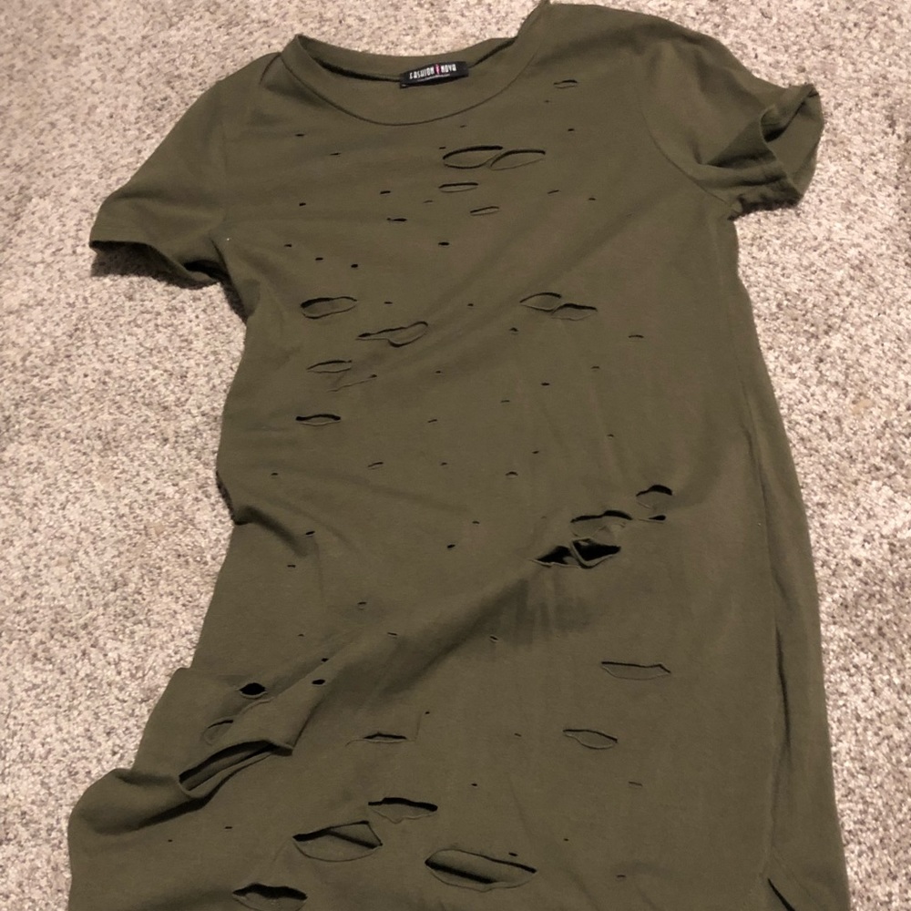 Green fashion nova ripped dress
